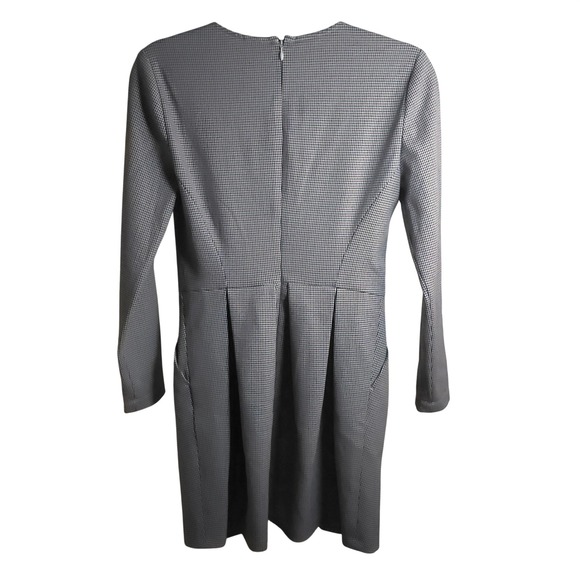 Aritzia Sunday Best Tartine Pleated Dress Gray Houndstooth Fit&Flare Long Sleeve - Picture 9 of 10